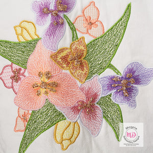 Multi-Coloured Stylized Orchid Design Jacket